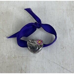 Hallmark Connections Heart Bead Charm “Love” Flower Rhinestones Stainless Steel